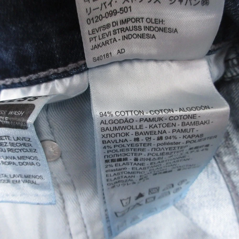 Levis Jeans Mens 30x32 Blue 511 Slim Straight Faded Whisker Stretch Denim Pants